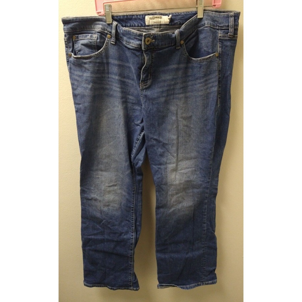 Torrid Jeans Womens 20 Short Blue Super Stretch Blend Denim Luxe Slim Boot Faded